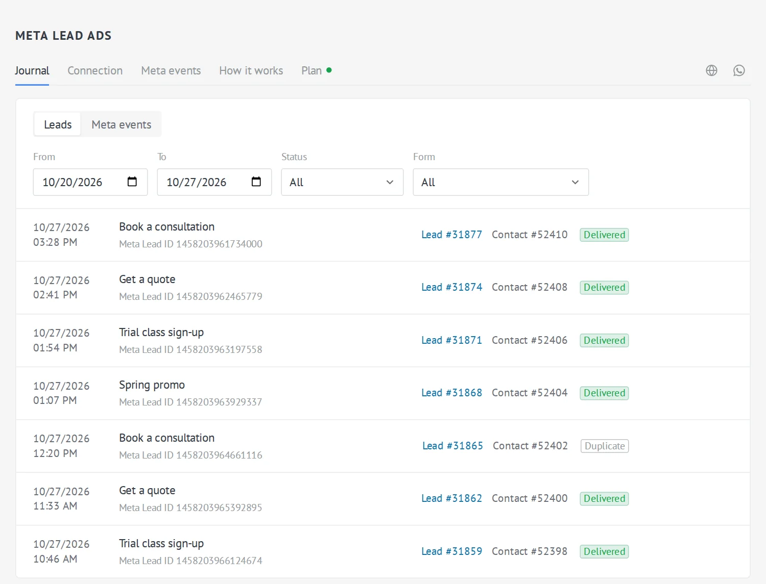 Meta Lead Ads — Journal